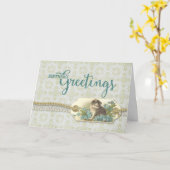 Geburtstag Grüße Vintag Kitty Tag Karte (Gelbe Blume)