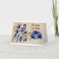 Geburtstag Grüße Vintages Fabric Bird Postkarte