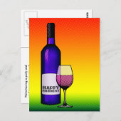 Geburtstag: Halbweinflasche Postkarte (Vorne/Hinten)