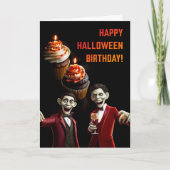 Geburtstag Halloween mit Cupcakes und Ghouls Karte (Vorderseite)