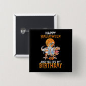 Geburtstag Halloween Skeleton Riding Mummy Dinosau Button (Vorne & Hinten)