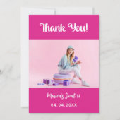 Geburtstag heißen rosa Foto danke Karte (Vorderseite)