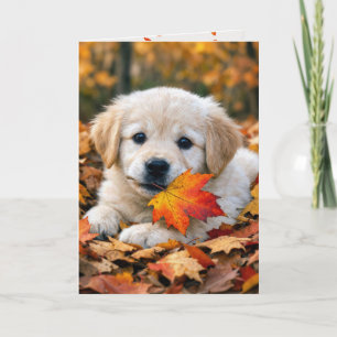 Geburtstag Herbst Golden Retriever Welpe Karte