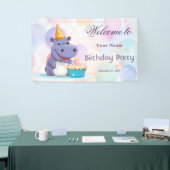 Geburtstag Hippo Baby Dusche Willkommen Banner (Messeveranstaltung)