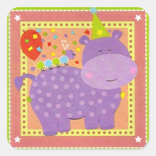 Geburtstag Hippo Sticker (Vorderseite)