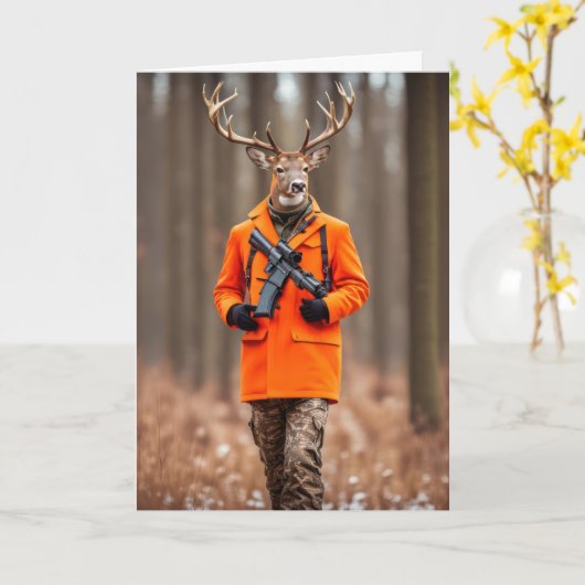 Geburtstag Hirschjäger mit Rifle Karte (Gelbe Blume)