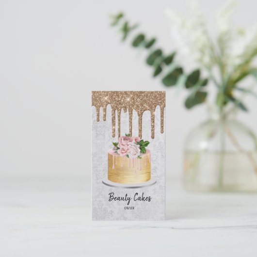 Geburtstag Hochzeitstorte Tropfen Visitenkarte (Stehend Vorderseite)