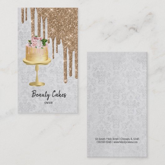 Geburtstag Hochzeitstorte Tropfen Visitenkarte (Vorne/Hinten)