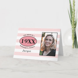 Geburtstag Hübsch rosa Girpie gestreifte Fotovorla Karte