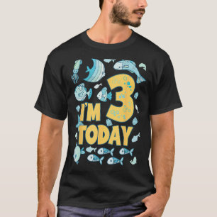 Geburtstag Ich bin heute 3 3. Party Aquarium Ozean T-Shirt