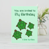 Geburtstag, ich mag Schildkröten, Einladung (Stehend Vorderseite)