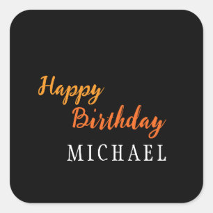 Geburtstag Ihr Name Minimalistisch Modern Quadratischer Aufkleber