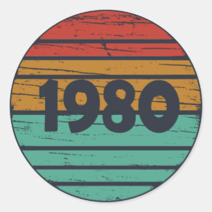 Geburtstag im Jahr 1980 Vintage-Geburtstagsfeier Runder Aufkleber