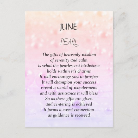 Geburtstag im Juni Pearl  Postkarte (Vorderseite)