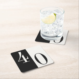 Geburtstag im minimalistischen Schwarz-Weiß-Stil m Rechteckiger Pappuntersetzer