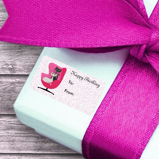 Geburtstag im Mittelalter Stilkatzen Rosa Stuhlpun Adressaufkleber