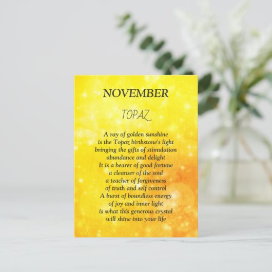 Geburtstag im November Topaz Postkarte (Stehend Vorderseite)