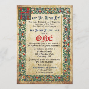 Geburtstag im Stil mittelalterlicher Manuskripte Einladung