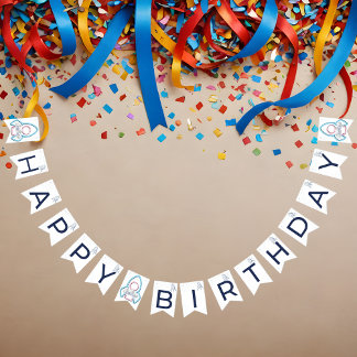 Geburtstag im Weltraum individuell anpassbar Wimpelkette