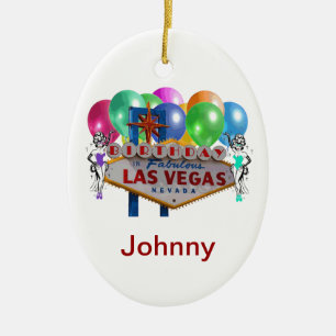 Geburtstag in fabelhafter Las Vegas-Verzierung Keramikornament