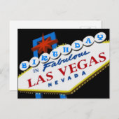 GEBURTSTAG IN Fabulous Las Vegas Postkarte BLUE (Vorne/Hinten)