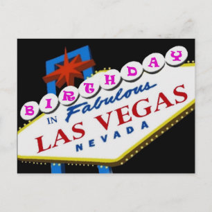 GEBURTSTAG IN Fabulous Las Vegas Postkartenabzug Postkarte