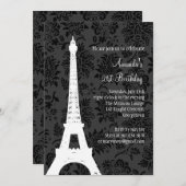 Geburtstag in Paris 21. (Schwarzes) Einladung (Vorne/Hinten)