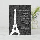 Geburtstag in Paris (schwarz) Einladung (Stehend Vorderseite)