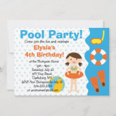 Geburtstag individualisierbares Girl Pool Party Einladung (Vorderseite)