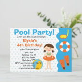 Geburtstag individualisierbares Girl Pool Party Einladung (Stehend Vorderseite)