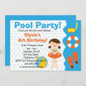 Geburtstag individualisierbares Girl Pool Party Einladung (Vorne/Hinten)