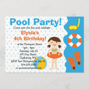 Geburtstag individualisierbares Girl Pool Party Einladung