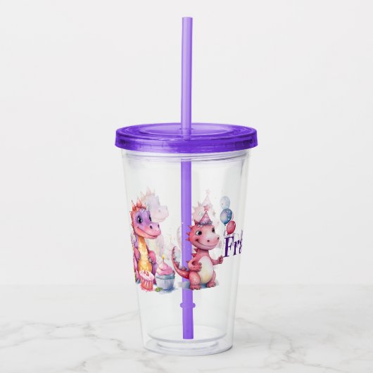 Geburtstag individualisieren Dinosaurier Acryltrinkbecher (Vorderseite)