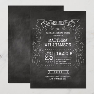 Geburtstag individuell anpassbarer Chalkboard Einladung