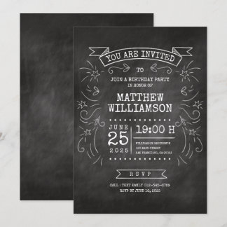 Geburtstag individuell anpassbarer Chalkboard Einladung