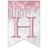 Geburtstag individuell gestalten - Rosa und Weiß G Wimpelkette (Erste Fahne)