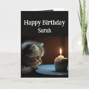 Geburtstag Individuelle Name Niedlich Kitten Cupca Karte