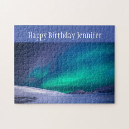Geburtstag Individuelle Name Nordlichter Aurora  Puzzle