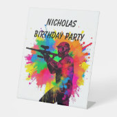 Geburtstag Individuelle Name Paintball Sockelschild (Vorderseite)