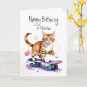Geburtstag Individuelle Name Spaß Niedliche Katze  Karte (Gelbe Blume)