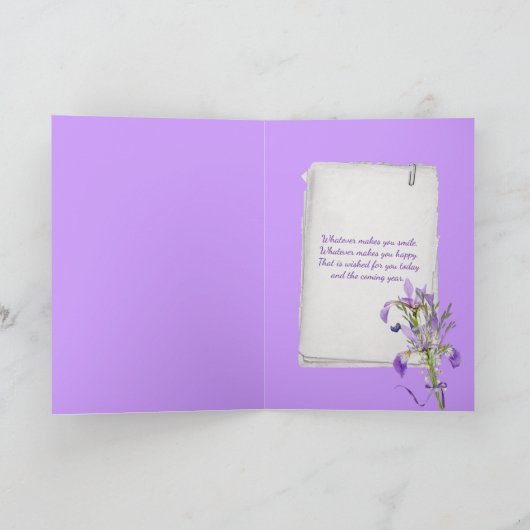 Geburtstag Iris Bouquet in Stemware Karte (Innenseite)