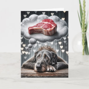 Geburtstag Irish Wolfhound Denken über Beef Steak Karte