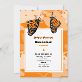 Geburtstag ist ein Party Orange Monarch Butterfly Einladung