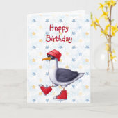 Geburtstag Jeder Spaß Niedliche Seagull Bird Card Karte (Gelbe Blume)