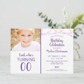 Geburtstag JEDES ALTER mehrfarbige Zeichenfolgen L Einladung (Stehend Vorderseite)