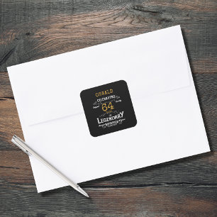 Geburtstag jedes Alters Black Gold Legendary Retro Quadratischer Aufkleber