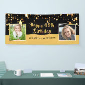Geburtstag | Jedes Jahr | Black & Editable Gold Fo Banner (Messe)