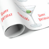Geburtstag jubelt olivgrünem Cocktail-Glasweiß Geschenkpapier (Rolleneckpunkt)