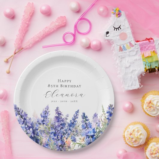 Geburtstag Juli Blume Larkspur Custom Pappteller (Party)