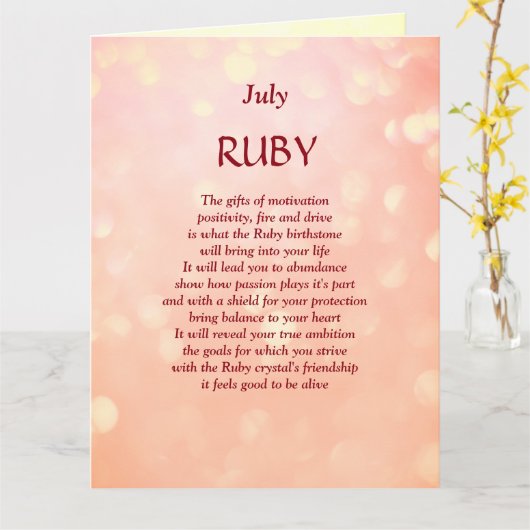 Geburtstag Juli Ruby Gruß Karte (Gelbe Blume)